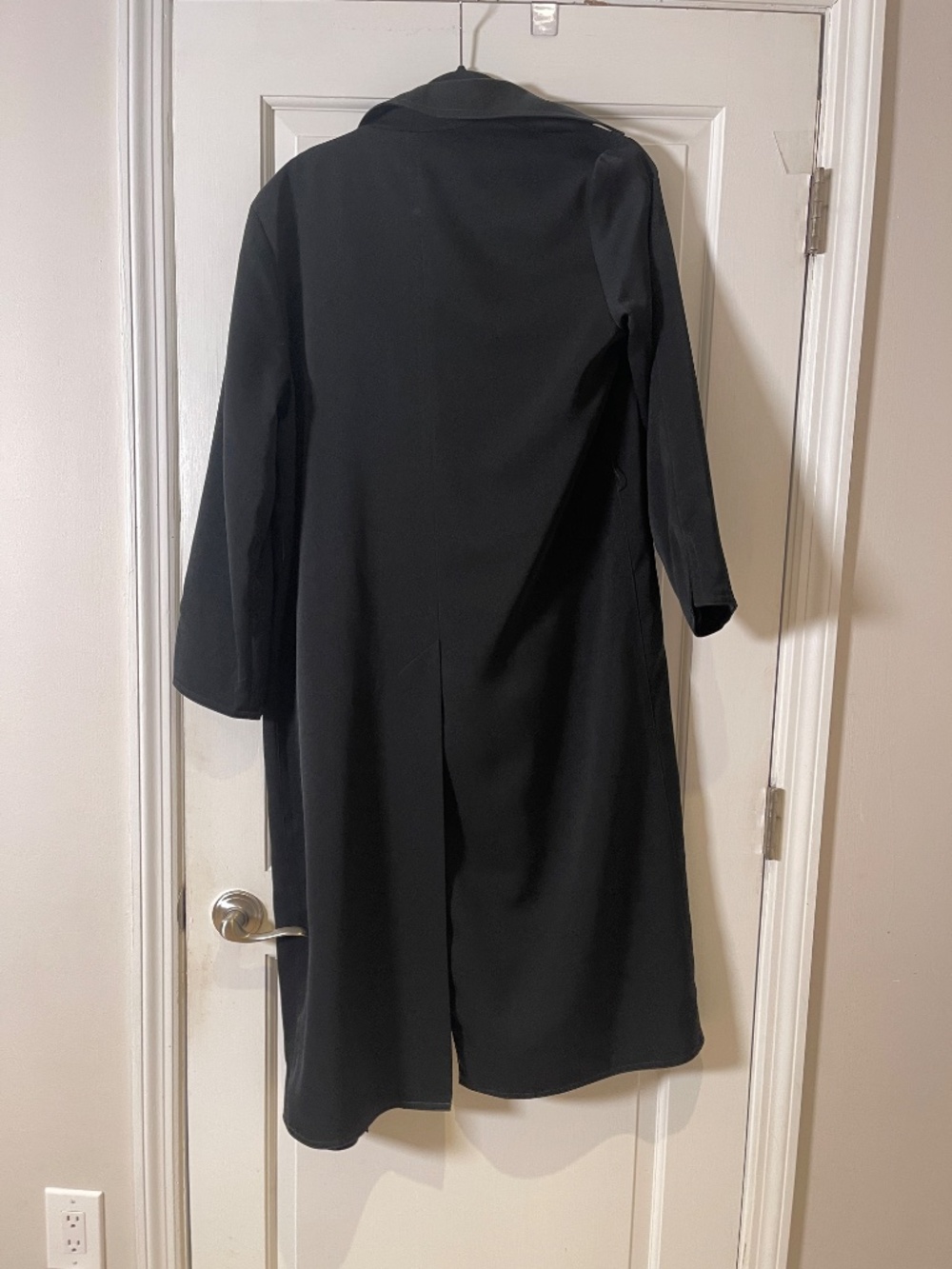 Four seasons london black long trench coat women M - Picture 12 of 12